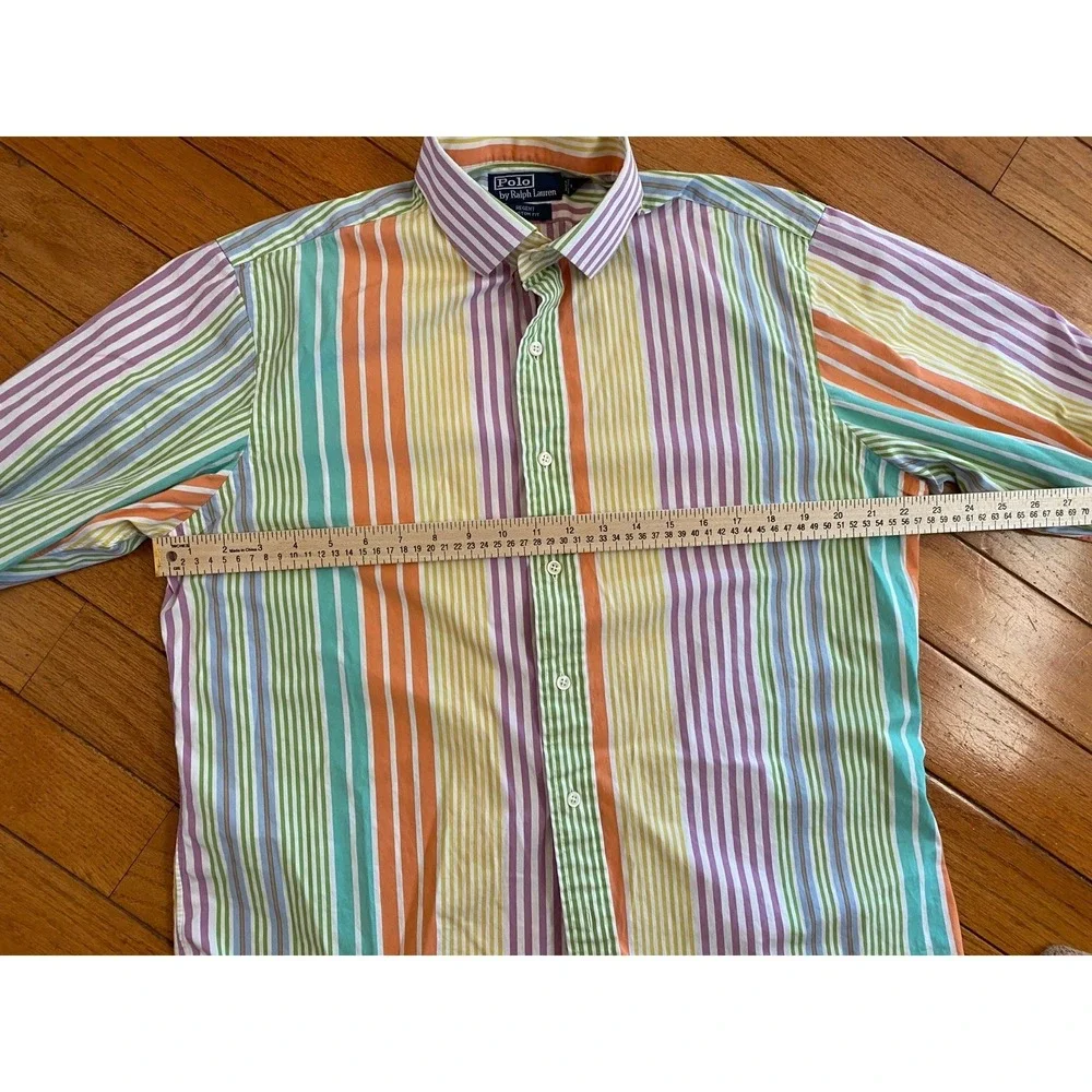 Polo Ralph Lauren Striped button Down Shirt Size Large Regent Custom Fit Rainbow